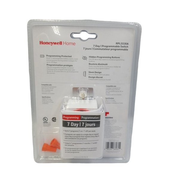 Honeywell Home 7-Day Programmable Switch In-wall Timer RPLS530A1038 - Picture 2 of 12